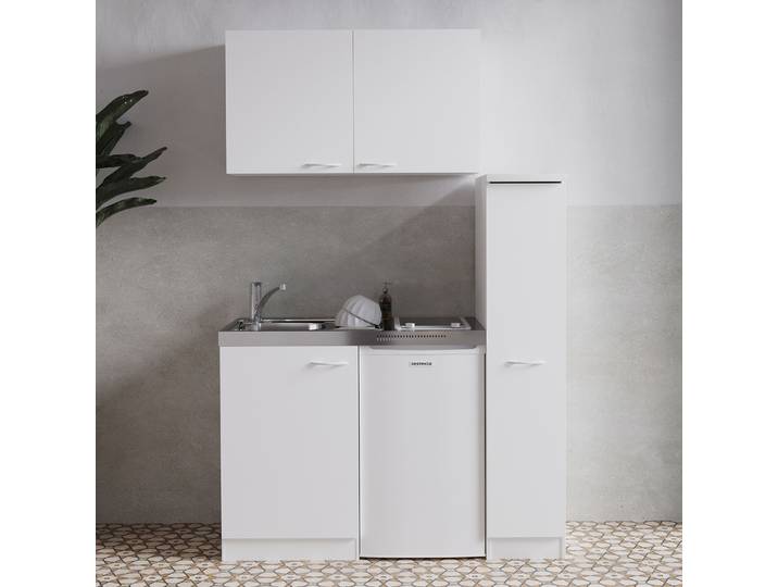 Cuisine compacte Levin 130 cm 130 x 200 x 60cm Blanc/Blanc Vitrocéramique