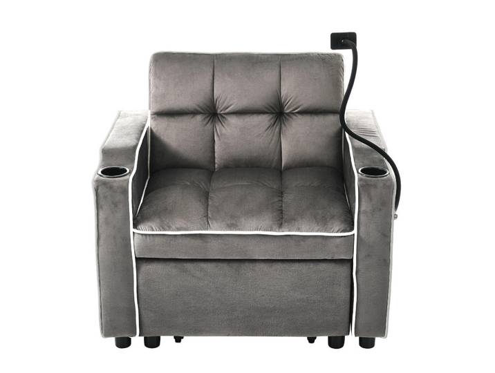 Oxeza Relaxsessel 83/75/76 cm Antik-Dunkelgrau mit Getränkehaltern und Handyhalter, Mode, Rechteckig, 83x76x167 cm, Wohnzimmer, Sessel, Relaxsessel