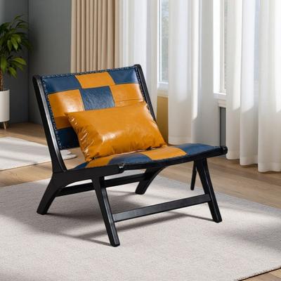 Modern Scandinavian Boho Lounge Armchair with Solid Wood Frame, Wide Seat Ergonomic Accent Chair