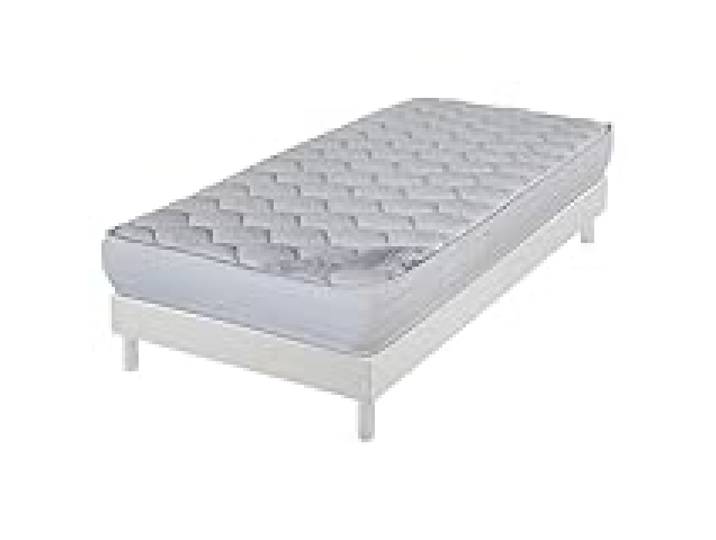 EBAC Literie Matelas et sommier 90x190 Mousse - Decokit - Soutien Medium - Sommier démonté - Blanc