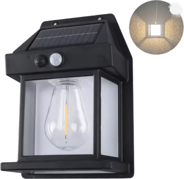 Inspire Essentials SolarAura Retro Wall Lamp Motion Sensor Solar Outdoor Wall Light black