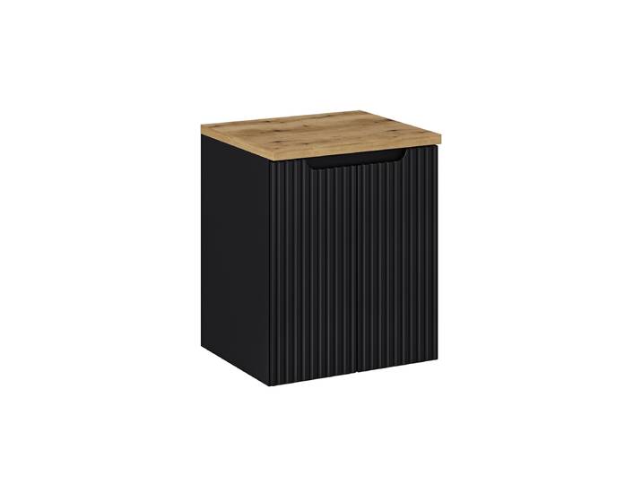 Meuble sous-vasque 50cm 2 portes plan de toilette Riva Noir et Bois
