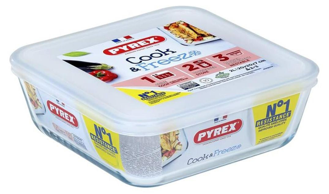 Pengo 3285220 Container Vierkant 2 liter Transparant Glas -40 tot 200 °C
