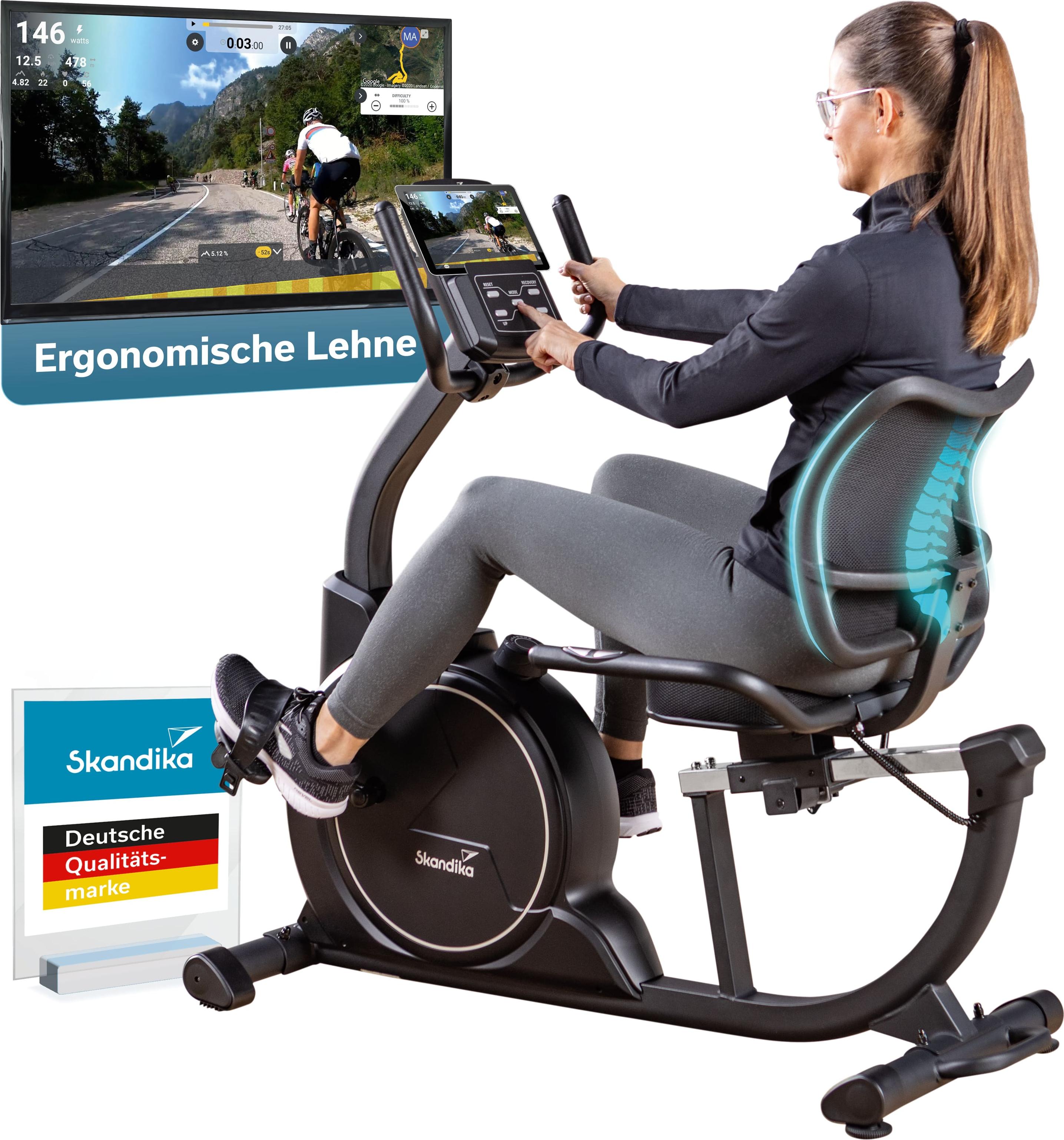 Skandika Liege-Ergometer Cykling P8-H Comfort I Magnetbremse, 16 Widerstandsstufen