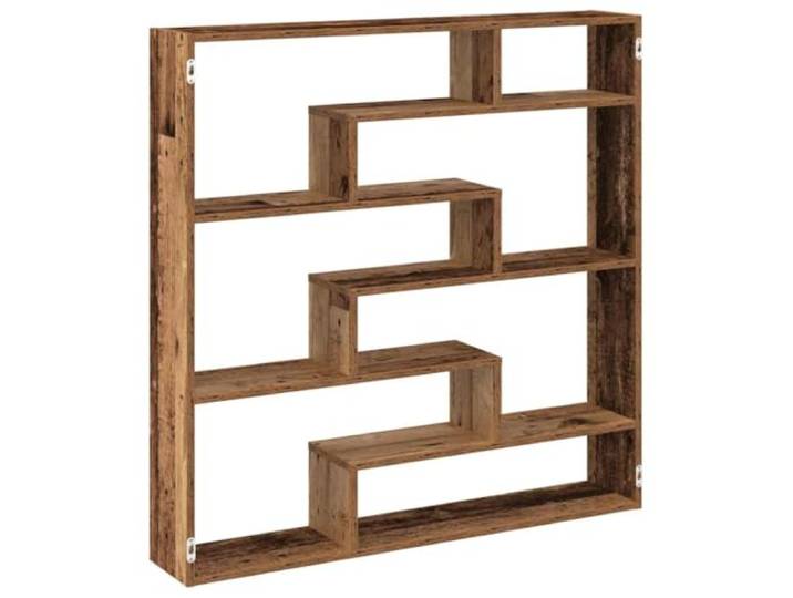 QINXIXINAIXI Würfelregal 7 Fächer Altholz-Optik Holzwerkstoff Wandmontage ohne Bodenfläche, glatte Oberfläche, pflegeleicht, zeitloses Design, vielseitig einsetzbar