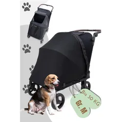 WonderFold PFM Pet Medium Premium Hundebuggy - Farbe: Jet Black (Hund, Atmungsaktiv, Faltbar), Tiertransport