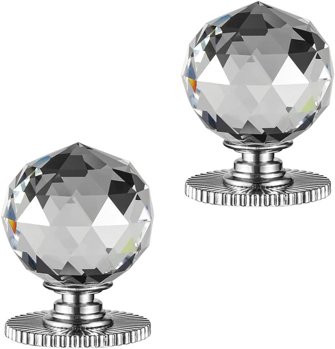 Zelfklevende Kristallen Knopjes Handgrepen voor Meubels - Maanlicht Zilver - Diameter: 4 cm