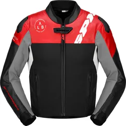 Spidi DP-Progressive Hybrid, Leder- Textiljacke - Schwarz/Rot/Weiß/Grau - 60
