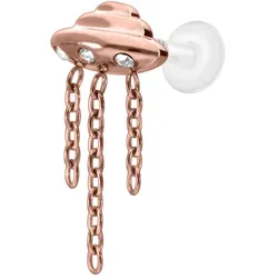 PTFE Labret mit Innengewinde + Titan-Aufsatz UFO + KETTEN + KRISTALLE