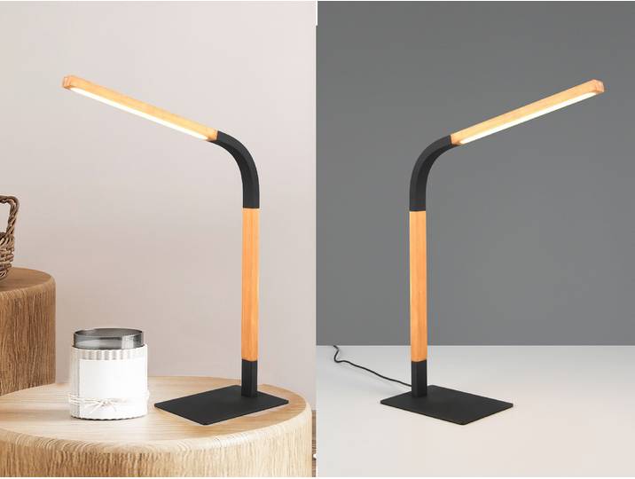 LED Schreibtischleuchte Schwarz Holz 63cm