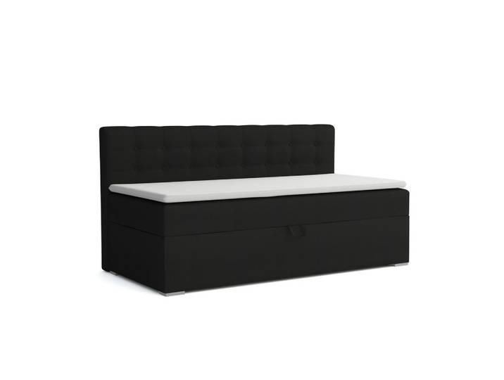 Deine Möbel 24 Boxbett Pati 90/200 Schwarz mit Taschen-Federkernmatratze H4, Holz, 90x200 cm, Schlafzimmer, Betten, Boxspringbetten