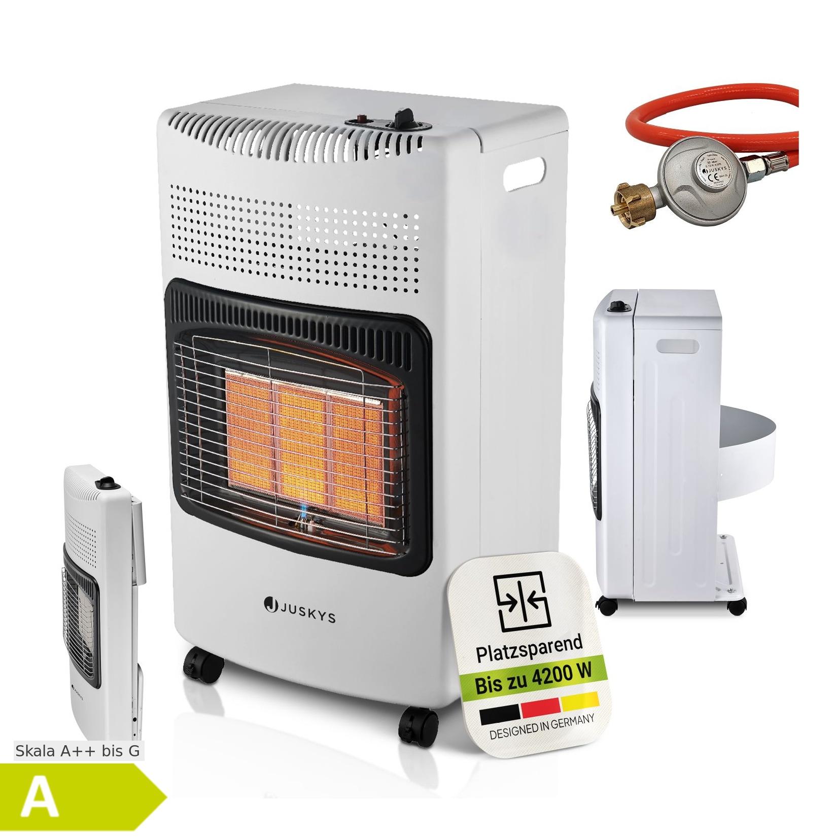 Juskys Gasheizung GS42US – Infrarot-Heizstrahler bis 4200 W für Terrasse & Outdoor in Weiß