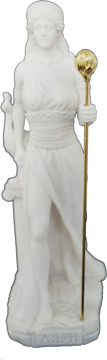 Hera Beeld Griekse Godin Decoratie Wit Hoogte: 22 cm