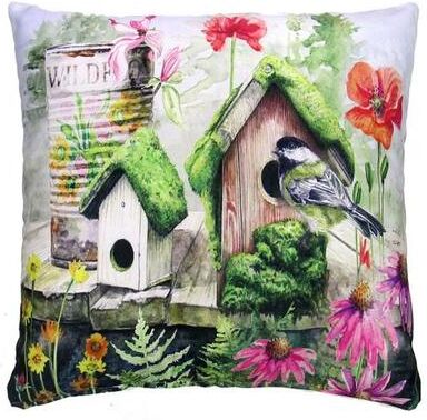 Magnolia Goods & More Inc Garden Birdhouse Duo Pillow Multi Earth , Multi Earth