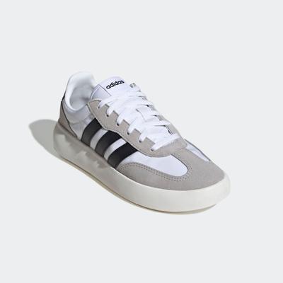 Sneaker ADIDAS SPORTSWEAR "BARREDA DECODE KIDS", Mädchen, Gr. 40, schwarz-weiß (cloud weiß, core schwarz, grau two), Leder, Textil, Schuhe Sneaker, inspiriert vom Design des Handball Spezial, für Kinder & Jugendliche