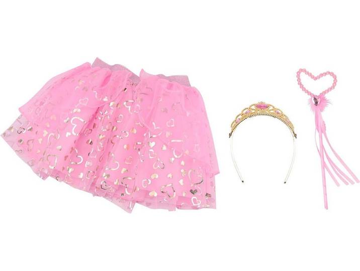 Johntoy prinses verkleedset - 3dlg. kostuum - tiara en staf - roze