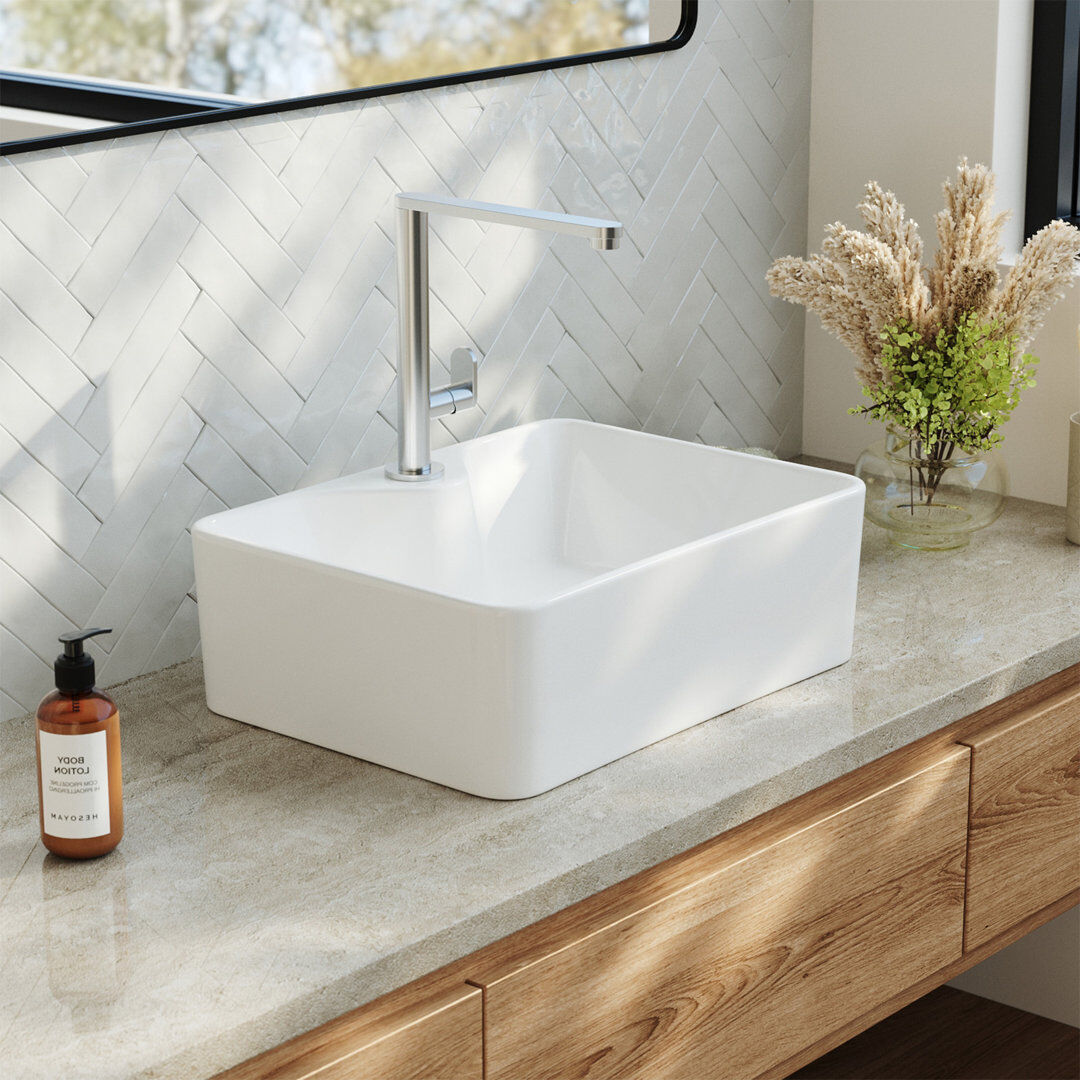 Belfry Bathroom 400 mm L x 300 mm W Chrome Ceramic Rectangle Sink Chrome 300mm W
