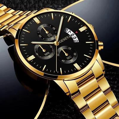 Youfap Market Luxury Calendar Quartz Watch For Man, Fashion Men Business Watches, Clock Relogio Masculino gold Black