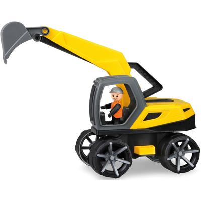 Spielzeug-Bagger LENA "Truxx", gelb, Spielzeugfahrzeuge, KinderB:14,5cm H:20cm T:34cm, Kunststoff, inklusive Spielfigur, Made in Europe, B:14,5cm H:20cm T:34cm