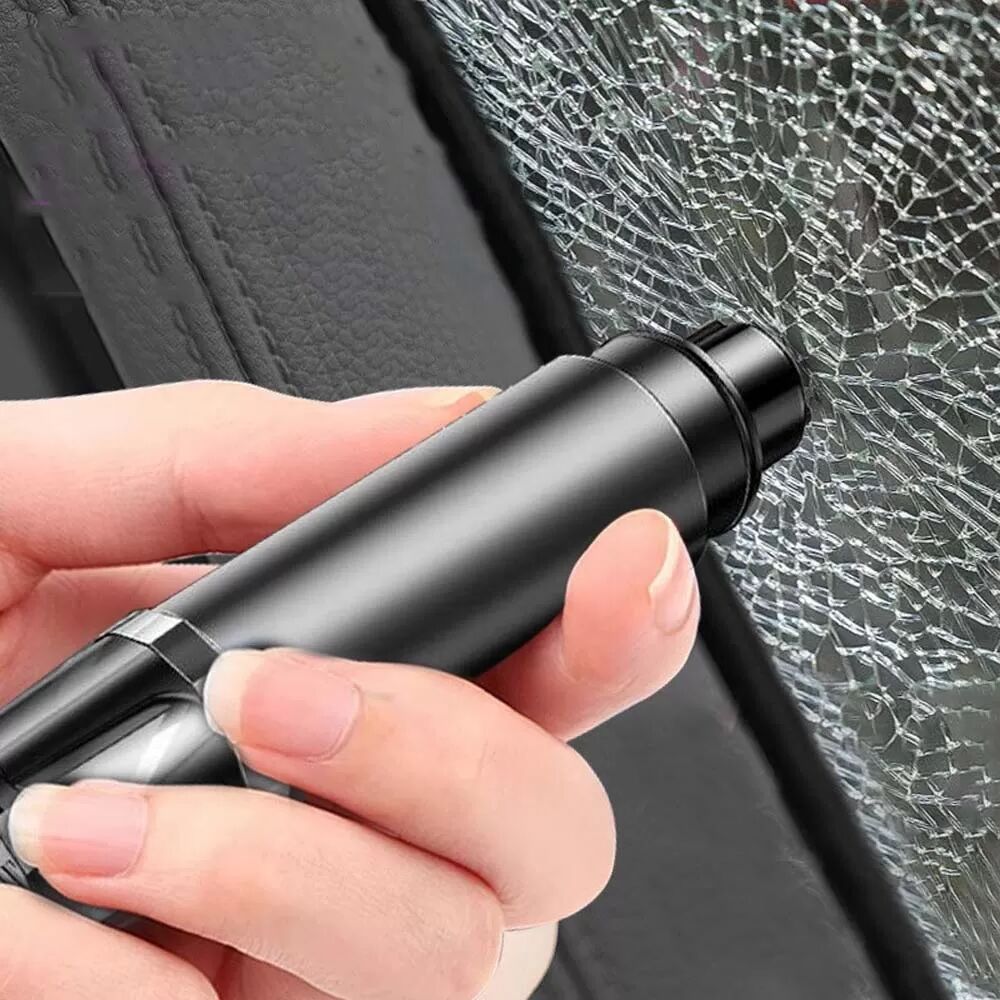 INF Auto Fensterbrecher mit Gurtschneider - Notfall-Fluchtwerkzeug Schwarz