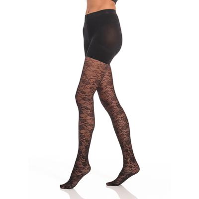 Shaping-Strumpfhose MAGIC BODYFASHION, Damen, Gr. S/M, schwarz (lace), Obermaterial: 80% Polyamid, 20% Elasthan, Strumpfhosen, mit floralem Muster oder Animal-Look