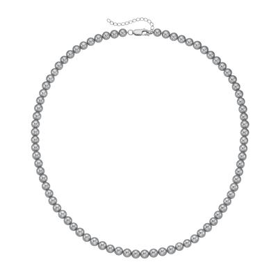 Perlenkette SMART JEWEL "mit Muschel-Perlen, Silber 925", grau, Halsketten, Herren, 52cm, Silber 925 (Sterlingsilber), Perlenkette
