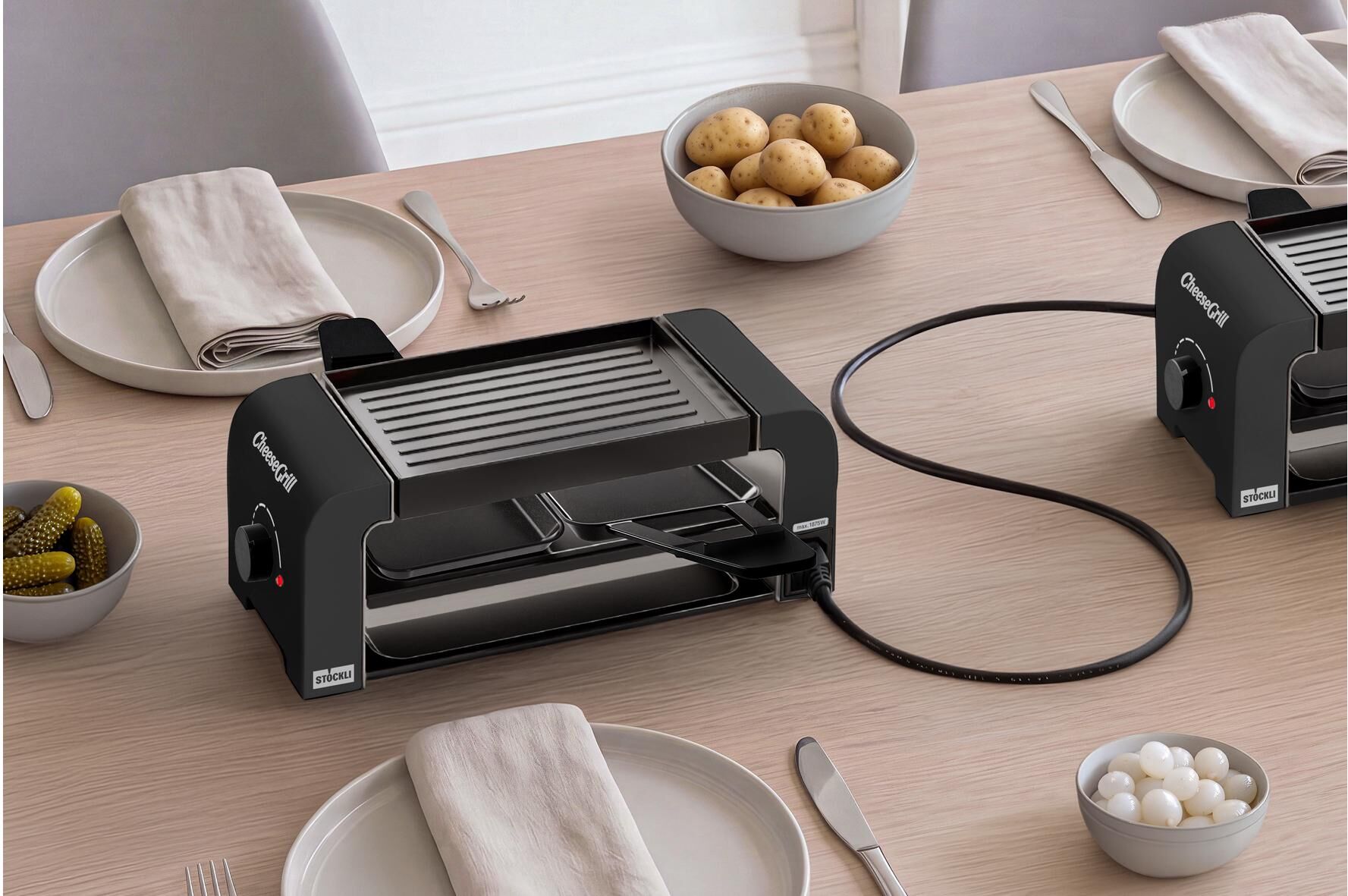 STÖCKLI Raclette "Stöckli CheeseGrill 2 Connect 2 Personen", schwarz, Raclettes, Raclette schwarz Einheitsgröße