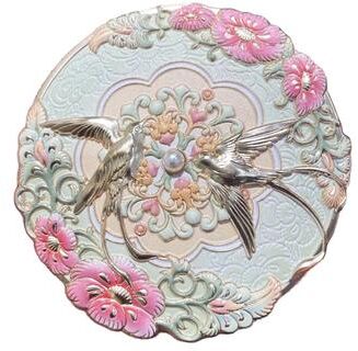 Fusion Finds Vintage Handheld Makeup Mirror With Chinese Peony Relief Vintage Hand Mirror Gift For Women b