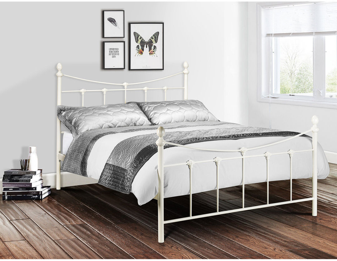 Three Posts Marienville Open-Frame Bed Stone White Kingsize (5')