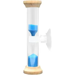 Sanduhr Dusche mit Saugnapf - Visuelle Zeitmessung & Wasser sparen - 5 Minuten Laufzeit, 2.5x9.2 cm - Holz/Kunststoff, einfach montierbar