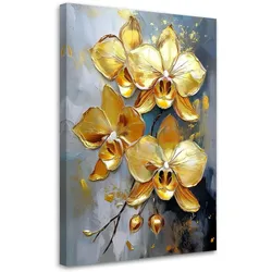 WANDBILD goldene orchideen blumen glamour