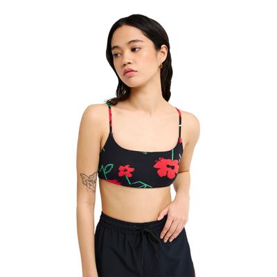 Triangel-Bikini-Top QUIKSILVER "Viacha", Damen, Gr. XL, bunt (schwarz street floral 32), Obermaterial: 87% Nylon, 13% Elasthan., Bikini-Oberteile