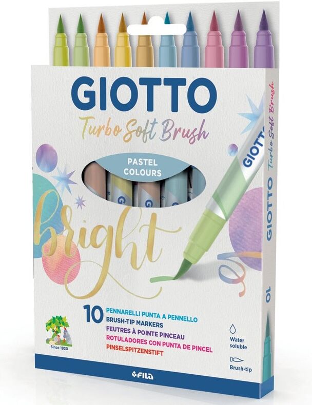Boite 10 feutres giotto turbo soft brush Pastel