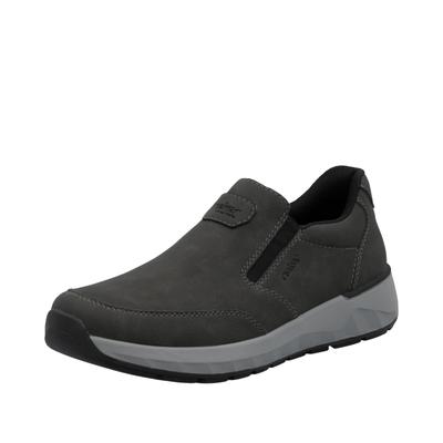 Slipper RIEKER, Herren, Gr. 45, Textil, grau, Lederimitat, unifarben, Schuhe Slipper, Schlupfschuh, Halbschuh, Slip-on Sneaker mit Ziernähte