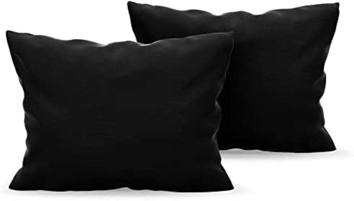 PromoHome Set van 2 Kussenslopen Zwart Microvezel 50x80 cm
