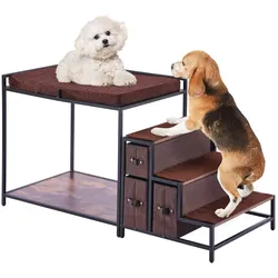 VEVOR Etagenbett für Haustiere mit Treppe, Fenstersitz für Hunde/Katzen mit Stauraum, mehrstufiges Bett, Schlafcouch für Hunde, Haustiersitzplattform für mittelgroße Haustiere, 1245 x 500 x 660 mm