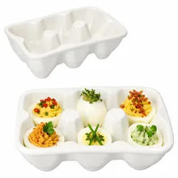 2x Creme Eierkarton aus Porzellan je 6 Eier Frühstück Mini-Muffins Eierschale