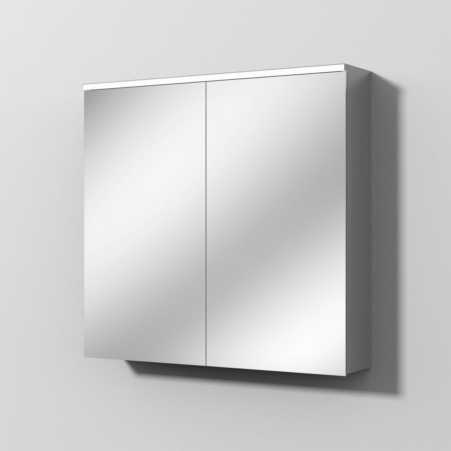 Sanipa Reflection aluminum mirror cabinet ARND 80 with LED light panel AU3726L