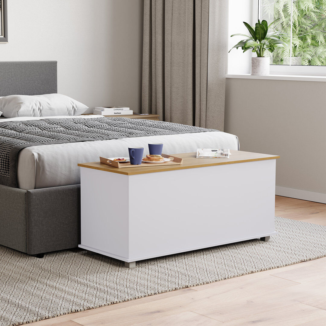 August Grove Beacsfield Storage Bench Cream/White 46cm H X 100cm W X 40cm D