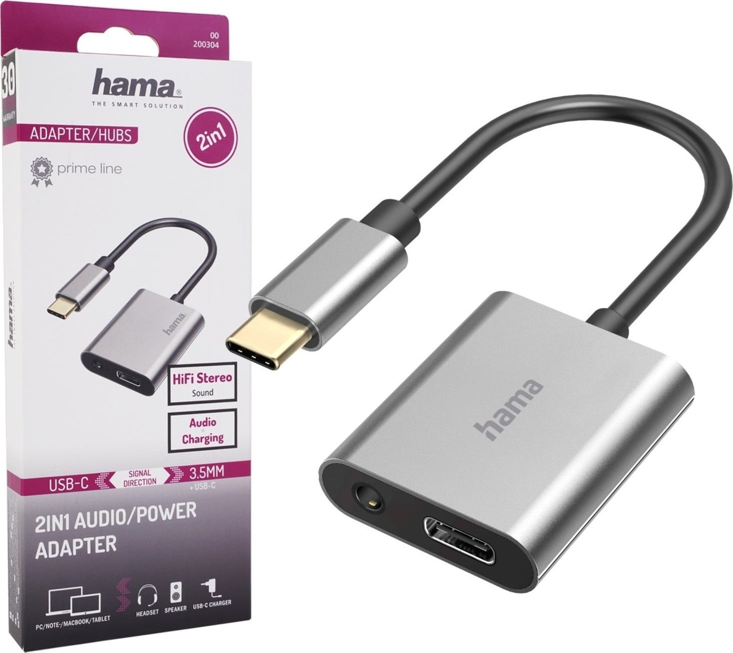 Hama USB-C naar 3,5 mm audio-adapter met oplaadfunctie