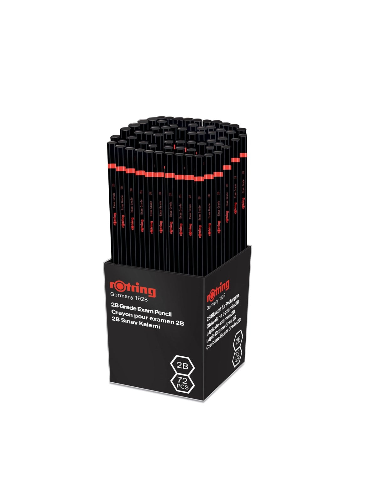 Rotring rOtring Woodcase Bleistifte | 2B Prüfungsnote | Schwarz | 4 Stück