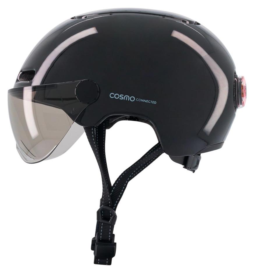 Cosmo Connected - Cosmo Fusion - Intelligenter Fahrrad- und Rollerhelm mit Visier, Erwachsenengröße - Blinker, automatische Bremsleuchte, Fahrtaufzeichnung, Sturzerkennung