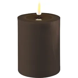Deluxe Homeart LED Stumpenkerze Real Flame mokka, Ø7,5 x H10cm, mokka
