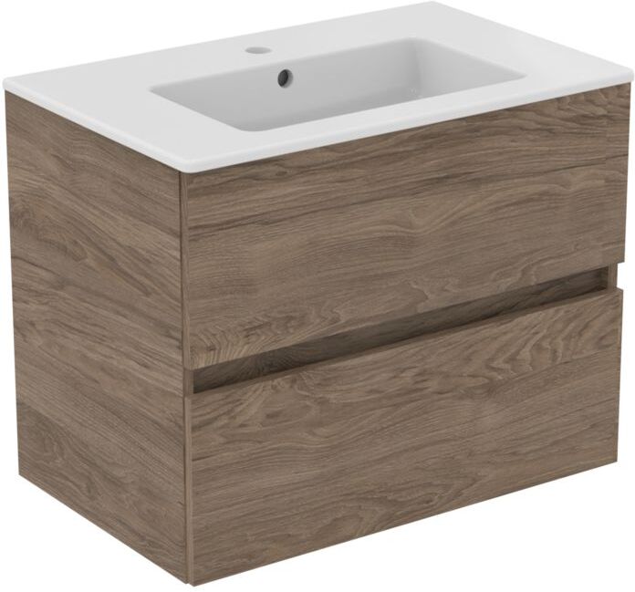 Ideal Standard Plus Möbelwaschtisch-Paket R0573Y9 Nussbaum geflammt, 71x45x56,5cm, 1 Hahnloch