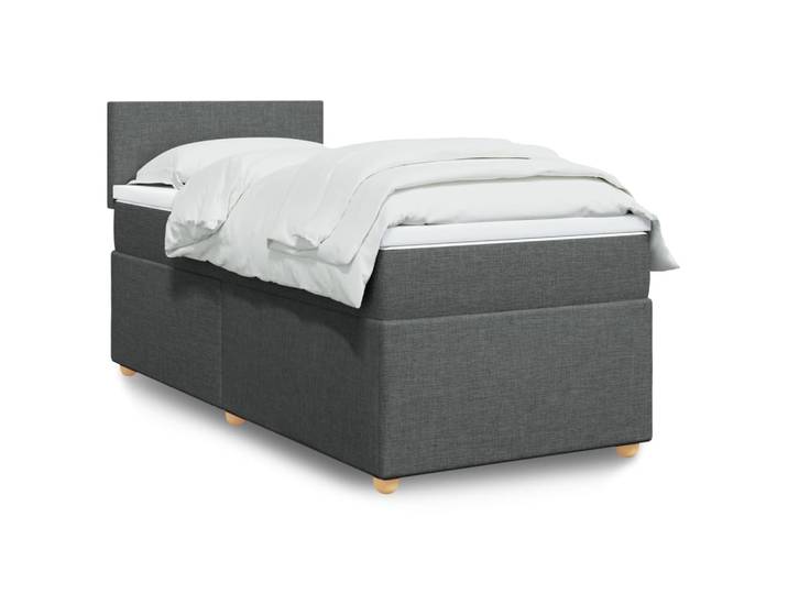 vidaXL Boxspringbett mit Matratze Dunkelgrau Einzelbett Stoff