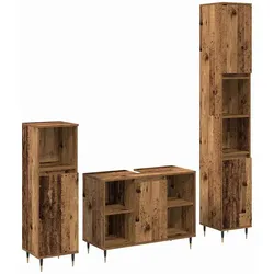 vidaXL Badezimmermöbel Set mit Speicher 3 pcs Altholz 30 x 30 x 180 cm