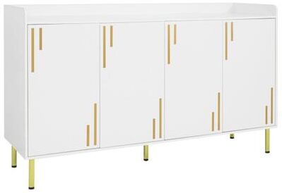 "Costway 55"" Buffet Cabinet with 4 Doors and 5 Metal Legs Modern Credenza-White"