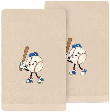 Authentic Hotel and Spa Baseball Player Embroidered Luxury 100% Turkish Cotton Hand Towels Set of 2