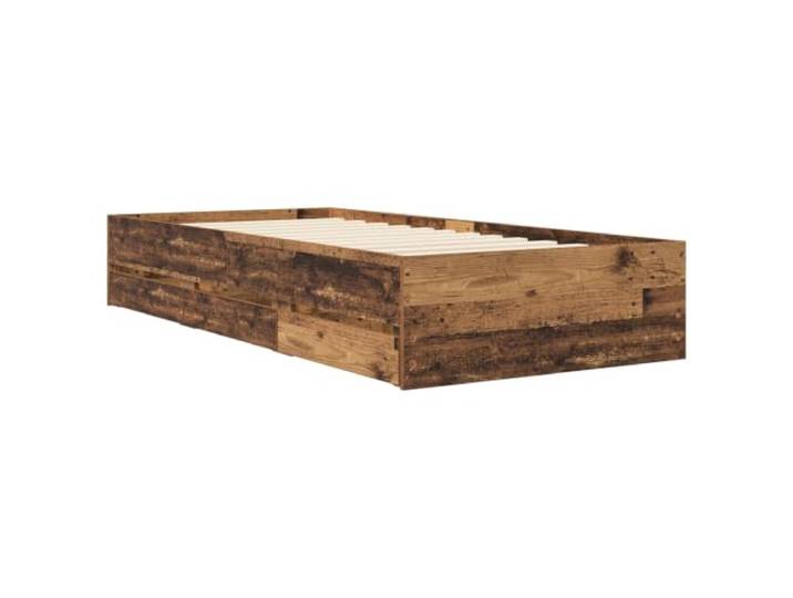 KTHLBRH Bettgestell mit Stauraum, Holz, Antik, 203 x 83 cm Technisches Holz, integrierte Schubladen, feste Latten, Unterstützung 140 kg