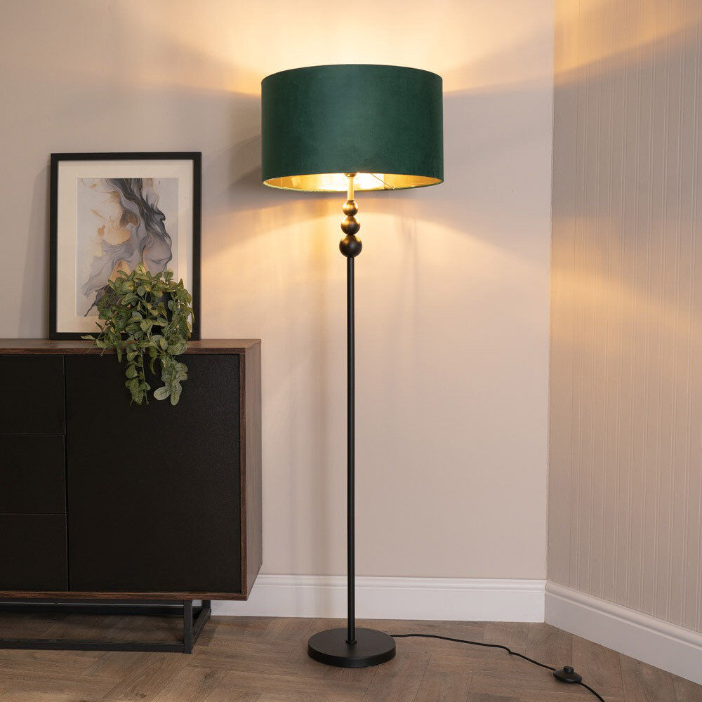 ClassicLiving Aaiza 145cm Traditional Floor Lamp Matte/Green/Gold 145cm H X 45cm W X 45cm D